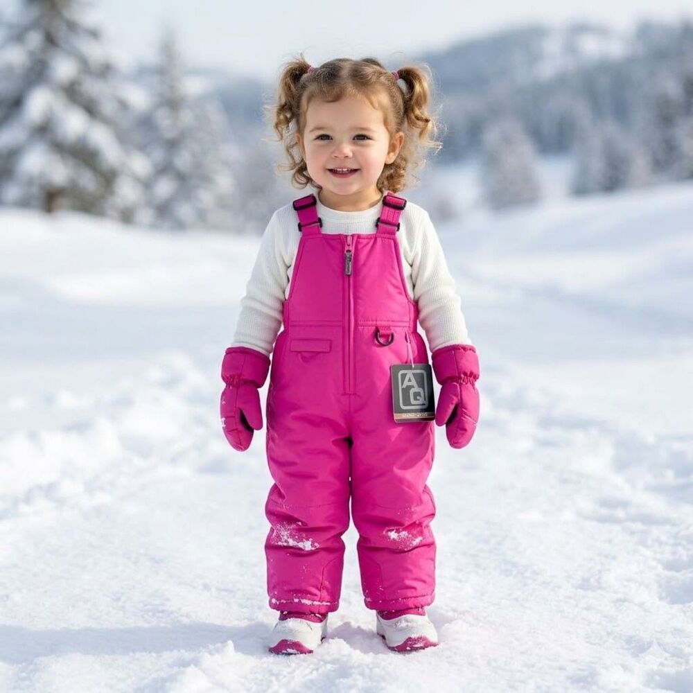 NEW Arctic Quest Toddler Water Resistant Insulated Ski Snowsuit Bibs Pink SZ 2T